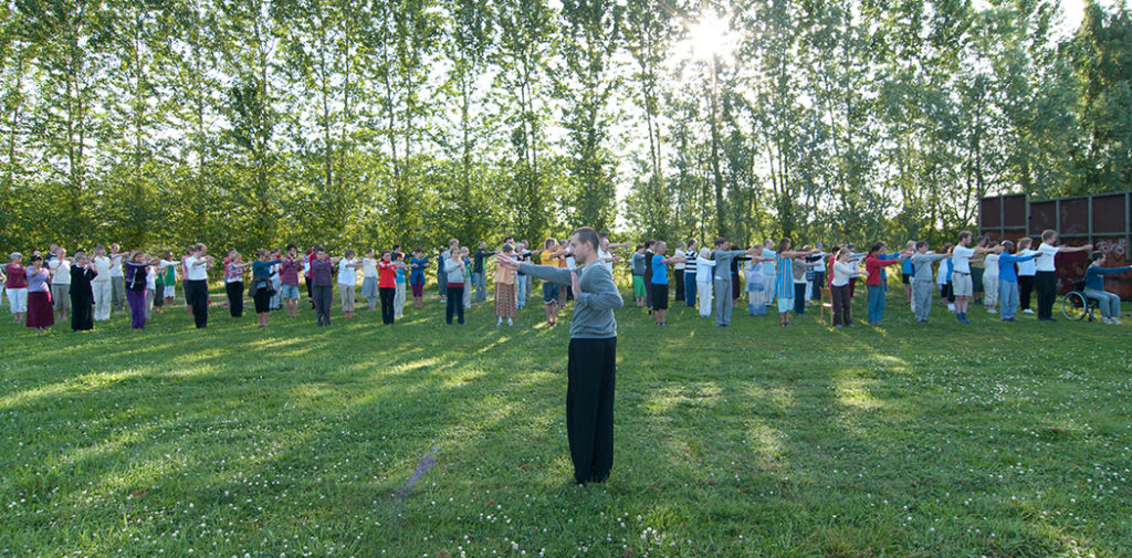 Qigong training outdoors in the sun