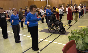 Practicing Shenxin Qigong during the winter course 2008 in Bollnäs