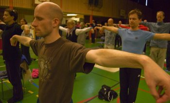 Practicing Shenxin Qigong during the winter course 2012 in Karlskoga