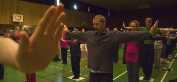 Practicing Shenxin Qigong during the winter course 2012 in Karlskoga