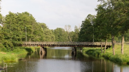 Wooden bridge over the river Nossan